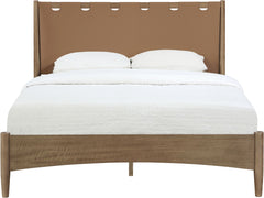Santos - Vegan Leather Headboard And Wood Bed - Waxed Brown Frame
