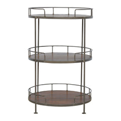 Industrial Round Butler Tray Table - Chestnut
