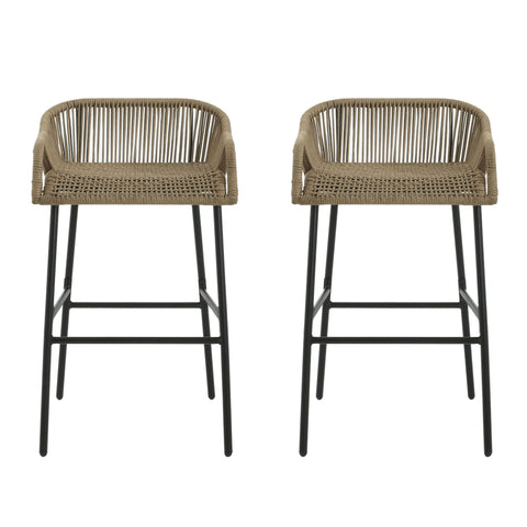 La Push - Outdoor Rope Barstool (Set of 2) - Black / Brown