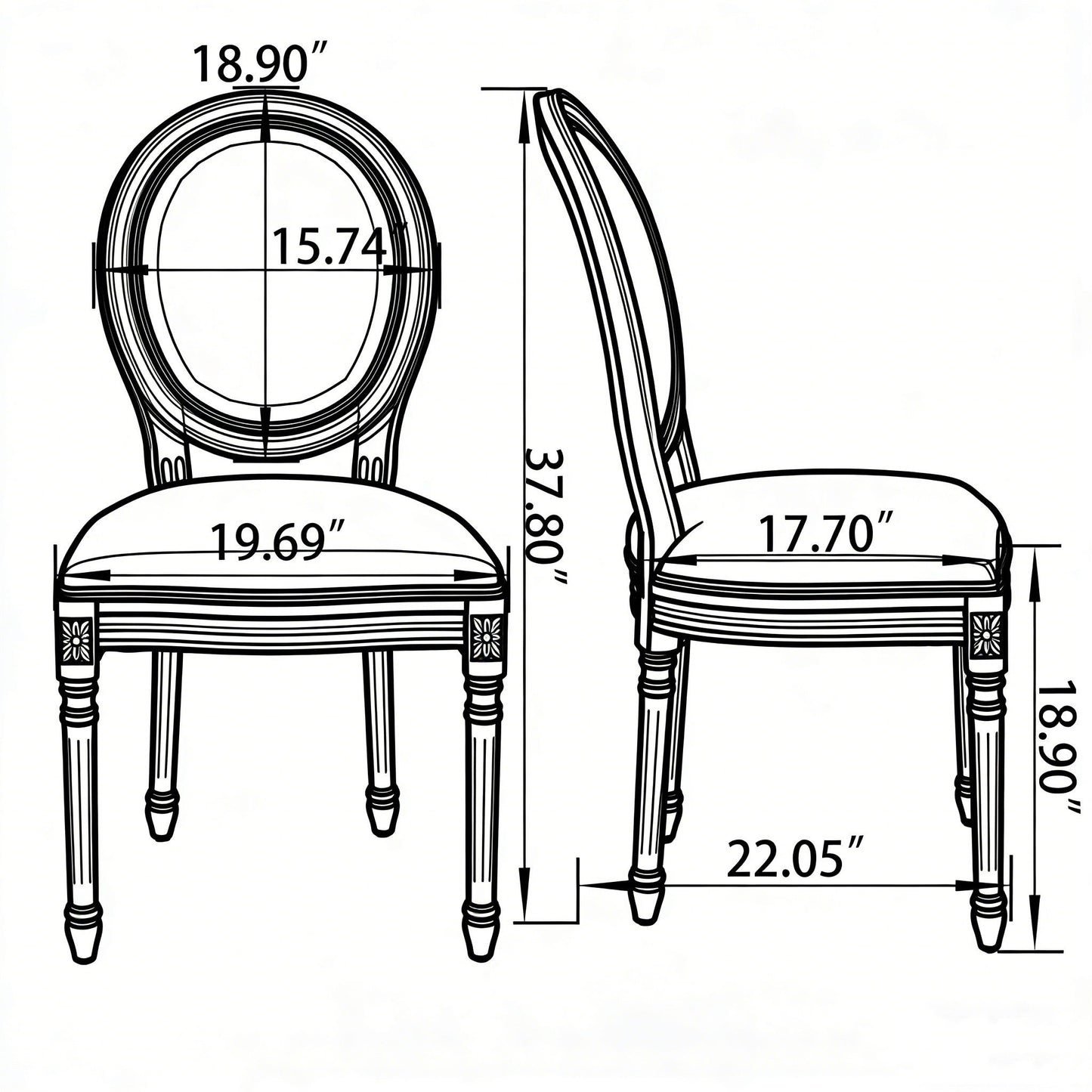 Upholstered & Round Back Dining Chairs (Set of 2)