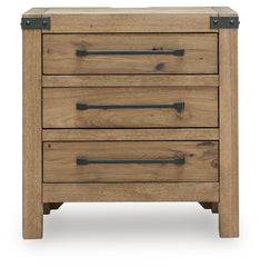 Ridgester - Three Drawer Night Stand - Light Brown