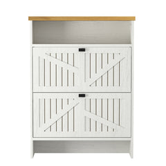 4 Layer Folding Shoe Cabinet With Metal Rounded Corners Convenient Shoe Storage - White