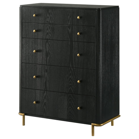 Anser - 5 Drawer Chest, Bedroom Storage Furniture - Black