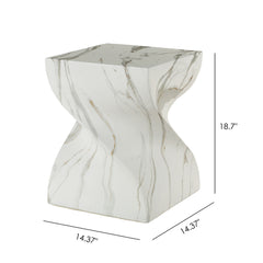 Outdoor End Table, Round Side Table For Patio And Garden - Marble