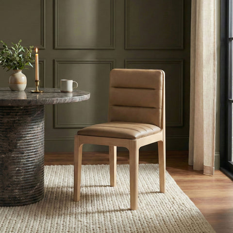 Ellis - Vegan Leather Upholstered Dining Chair (Set of 2) - Tan / Natural