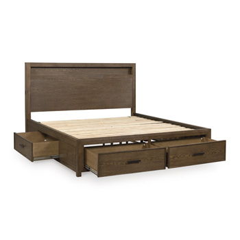 Ticanter - Queen Storage Footboard With Roll Slats - Brown