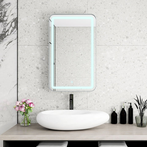 Rectangle Medicine Cabinet Mirror Bathroom Mirror With Storage Wall Mounted Medicine Mirror Cabinet With LED - Sliver