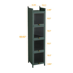Glass Door Cabinet With Tier Storage