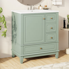 Freestanding Bathroom Vanity With Sink, Soft Close Door, 3 Drawers