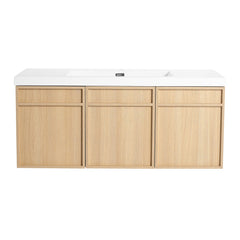 Wall-Mounted Bathroom Vanity With Resin Sink And Soft Closing Doors
