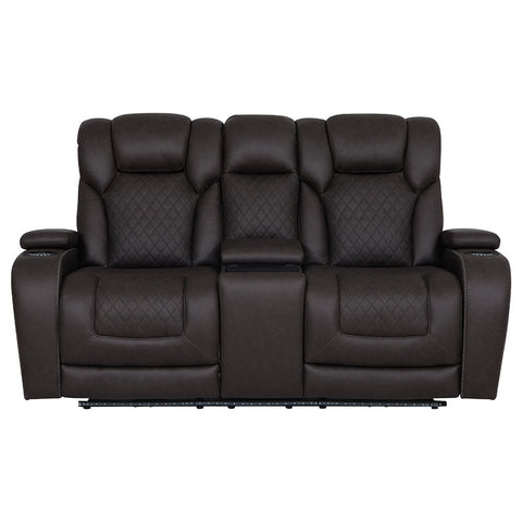 Wendell - Power Motion Loveseat With Console, Wireless Charger, Storage, USB & LED - Dark Gray