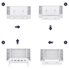 Murphy Bed With Shelves, Drawers And USB Ports