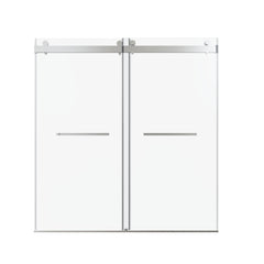 Frameless Double Sliding Soft Close Shower Door, Tempered Glass
