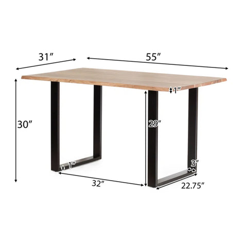 Mid Century 5 Piece Dining Set With Upholstered Dining Chairs And Metal Legs, Solid Wood Top Metal Base Dining Table - Beige / Black
