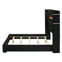 Garner - Bed With Fireplace, LED, Reading Light, Speaker, Bluetooth & USB