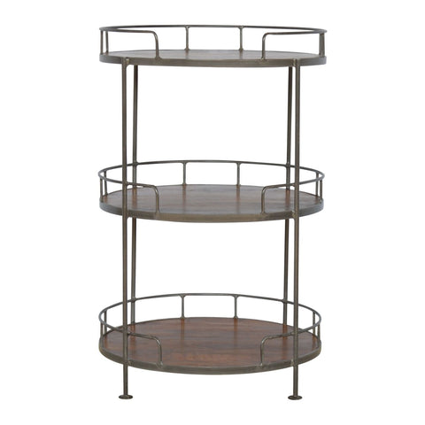 Industrial Round Butler Tray Table - Chestnut