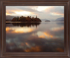 Golden Reflection Stillness - 28" x 34" Framed Wall Art