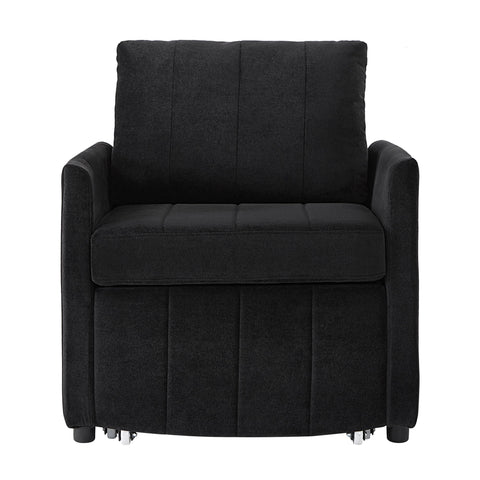 Upholstered Convertible Sleeper Sofa With 5 Position Backrest, Side Pockets, Storage