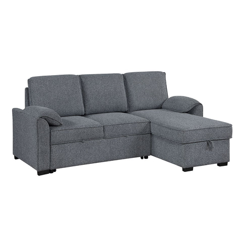 Rebecca - Sofa With Pull Out Bed, Storage Chaise, USB And Cup Holders - Dark Gray