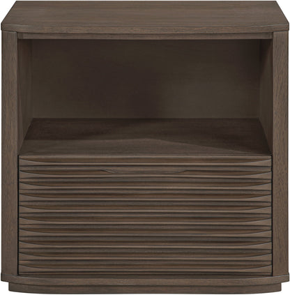 Morino - Oak Veneer And Solid Wood Nightstand - Brown