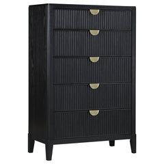 Mason - 5 Drawer Chest With Fluted Design - Black