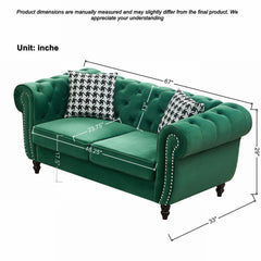 Chesterfield Set With Roll Armrest & Nailhead