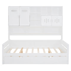 Daybed With All-In-One Cabinet And Shelf