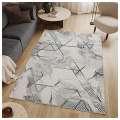 Geometrix - 5'3" X 7'3" Area Rug & Geometric, 3D Effect - Ivory / Gray