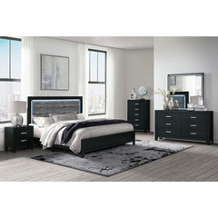 Carlos - 5 Pieces Queen Bedroom Set, Modern Design - Black
