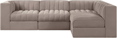 Rummi - Velvet Performance Fabric Upholstered 4 Piece Modular Sectional