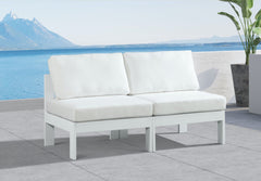Nizuc - Outdoor Patio 2 Seat Armless Modular Sofa With White Frame