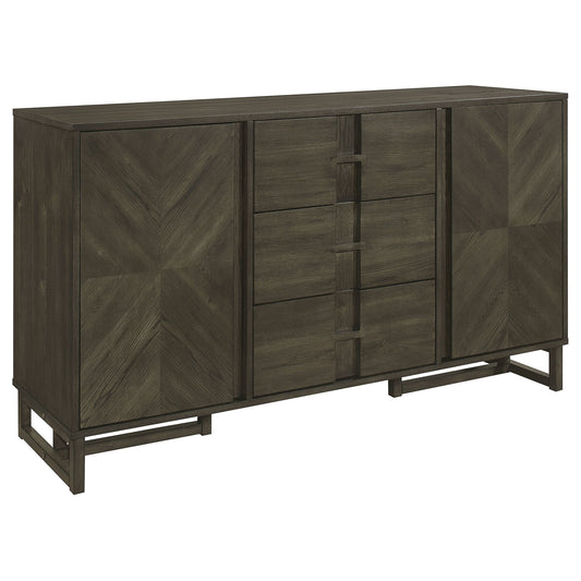 Glenmoor - 3 Drawer Server With 2 Cabinets - Dark Gray