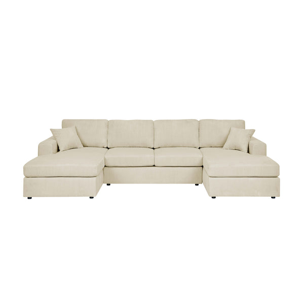 3 Piece Corduroy Double Chaise Sectional Sofa