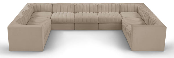 Rummi - Velvet Performance Fabric Upholstered 9 Piece Modular Sectional