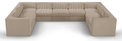 Rummi - Velvet Performance Fabric Upholstered 9 Piece Modular Sectional