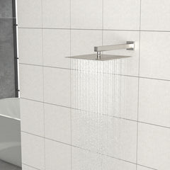16" Square Rainfall Shower Head Fixed Wall Mount With Full Body Coverage & Self Cleaning Silicone Nozzles