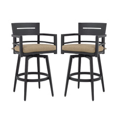 Outdoor Swivel Bar Chairs, 360 Degree Rotation, Ergonomic Backrest (Set of 2)