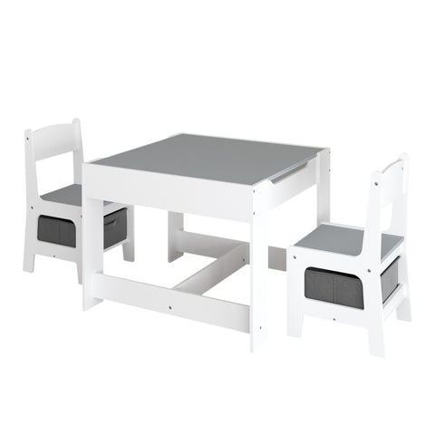 Kids Table And Chair Set, 3 In 1 Activity Table With Storage Drawer For Toddlers Drawing, Reading, Crafts, 2 In 1 Detachable Top - White