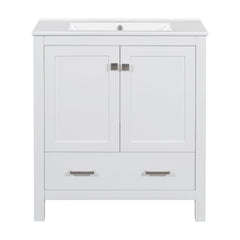 Bathroom Vanity With Single Sink, Combo Cabinet Undermount Sink, Bathroom Storage Cabinet With Two Doors And A Drawer, Soft Closing, Multifunctional Storage, Solid Wood Frame