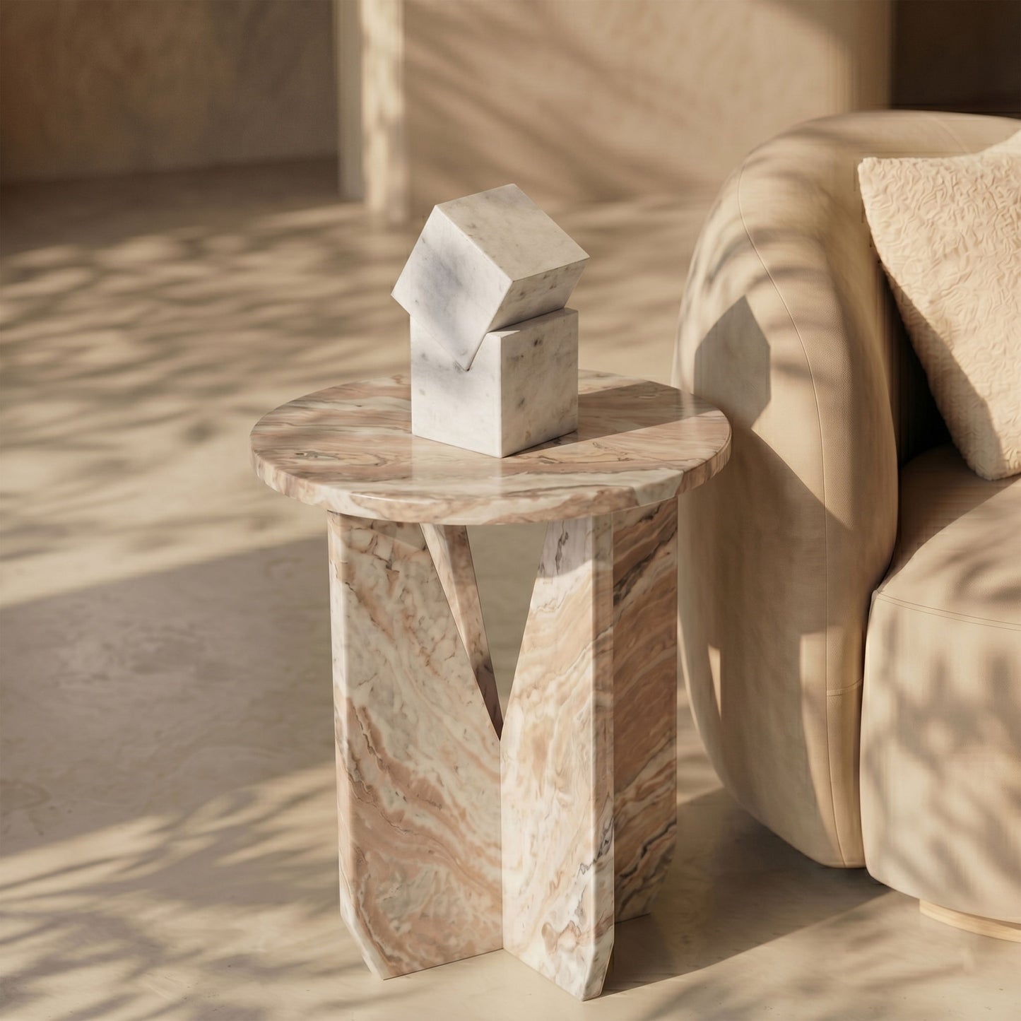 Alba - Genuine Marble End / Side Table