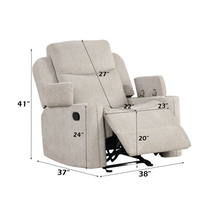 Galya - 3 Piece Living Room Set Sofa Loveseat Chair - Light Gray