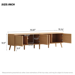 TV Stand With Storage & Cable Holes - Natural Wood