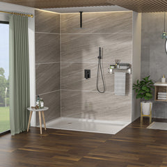 Dual Shower Head Ceiling Mount Square Rain Shower System With Adjustable Flow