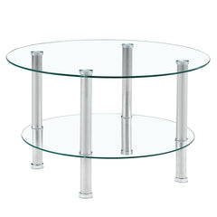Contemporary Minimalist Double Layer Tempered Glass Coffee Table