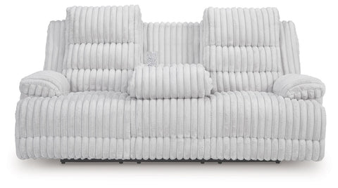 Rhines Falls - Reclining Power Sofa With Drop Down Table - Alloy