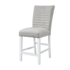 Elizaveta - Counter Height Chair (Set of 2) - Gray Velvet &White High Gloss