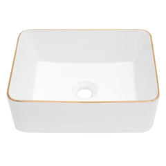 Modern European Style Ceramic Rectangular Vessel Bathroom Sink