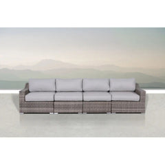 Contemporary Outdoor Rattan Wicker Sectional Seating Group With Cushions