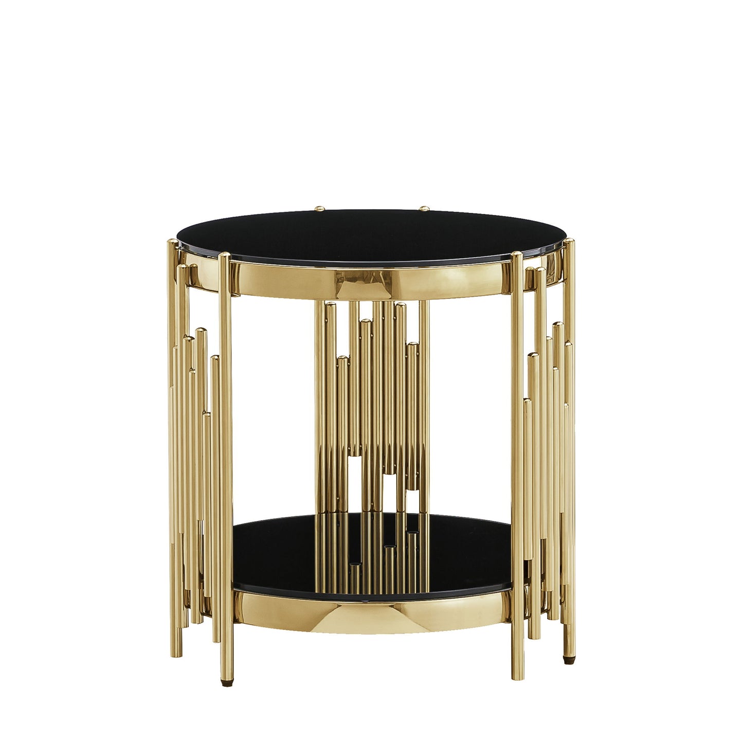 Round Double Tier Table With Flute Shaped Tube Legs