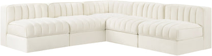 Rummi - Armless Velvet Performance Fabric Upholstered 5 Piece Modular Sectional
